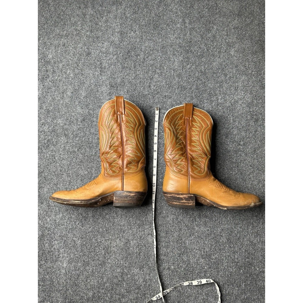 Mens Leather Nocona Cowboy Western Boots Brown L501 Made in USA, Size 7.5E - Picture 5 of 8